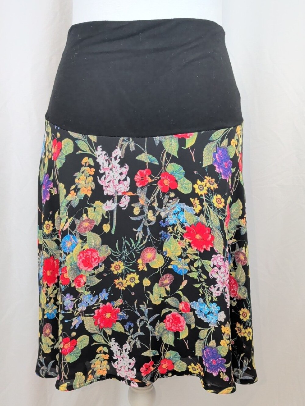 🇨🇦 Cherry Bobin Bamboo Rayon Floral A-Line Skirt XS Made in Canada